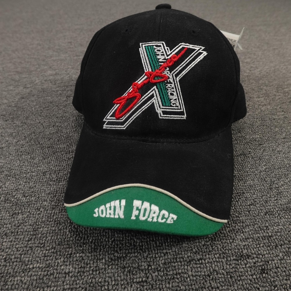 John Force Racing Hat Cap Strap Back Mens One Size Black‎ NHRA Signed Main Gate